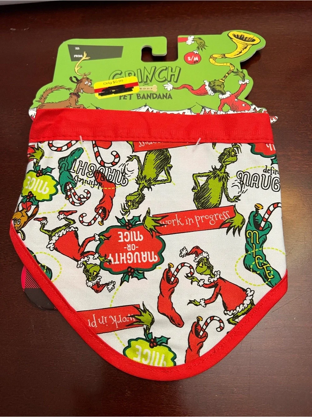 Grinch Pet Bandana for Dogs - Red Trim Holiday Bandana